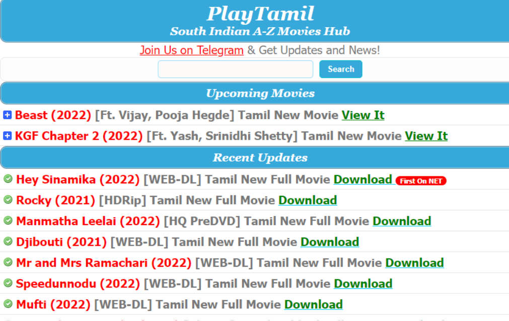 Download Tamil HD movies from PlayTamil
