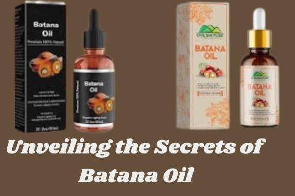 A bottle of Batana oil surrounded by fresh palm nuts, showcasing its rich, amber color and natural origins. The image highlights the traditional extraction process and the oil's use in hair and skincare routines.